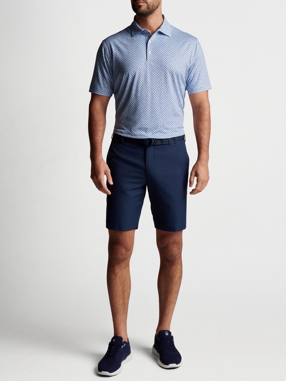 Peter Millar Navy Flat-Front Performance Shorts